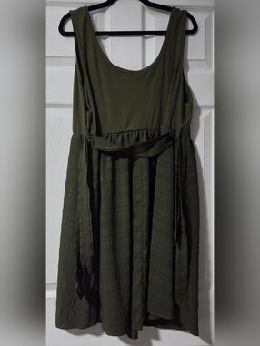 SHEIN Olive Green Textured A-Line Sundress